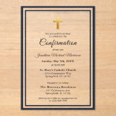 Bevestiging Navy Blue White Minimalist Boy Acryl Uitnodigingen (Voorkant)