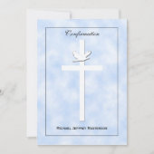 Bevestiging Nodig Duif en Kruis op Blauw uit nodig Kaart (Voorkant)