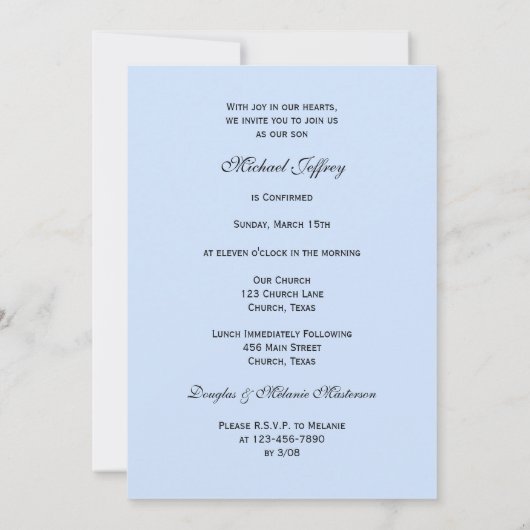 Bevestiging Nodig Duif en Kruis op Blauw uit nodig Kaart (Achterkant)