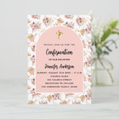 Bevestiging pampas bloemen roos gouden boho kaart (Staand voorkant)