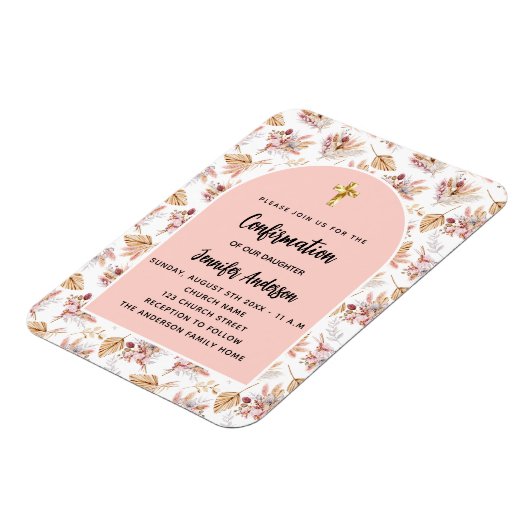 Bevestiging pampas bloemen roos gouden uitnodiging magneet (Linkerzijde)