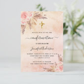 Bevestiging pampas gras roos goudblauw meisje kaart (Staand voorkant)