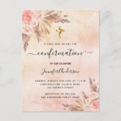 Bevestiging pampas gras roos gouden wazig roze uitnodiging briefkaart (Voorkant)