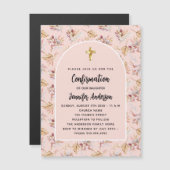 Bevestiging pampas grasbloemen roos gouden luxe magnetische uitnodiging (Voorkant / Achterkant)