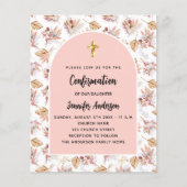 Bevestiging pampas roos gouden bloemenuitnodiging flyer (Voorkant)