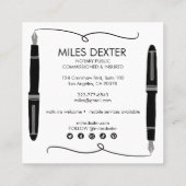 Bevestiging Pen Handtekening Notaris Public Legal Vierkante Visitekaartje (Achterkant)