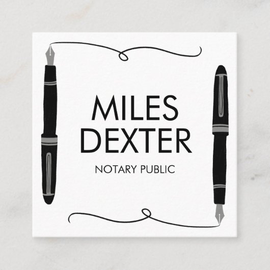 Bevestiging Pen Handtekening Notaris Public Legal Vierkante Visitekaartje (Voorkant)