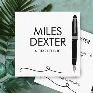 Bevestiging Pen Handtekening Notaris Public Legal Vierkante Visitekaartje