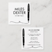 Bevestiging Pen Handtekening Notaris Public Legal Vierkante Visitekaartje (Voorkant / Achterkant)