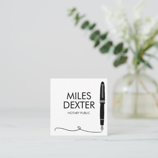 Bevestiging Pen Handtekening Notaris Public Legal Vierkante Visitekaartje (Staand voorkant)