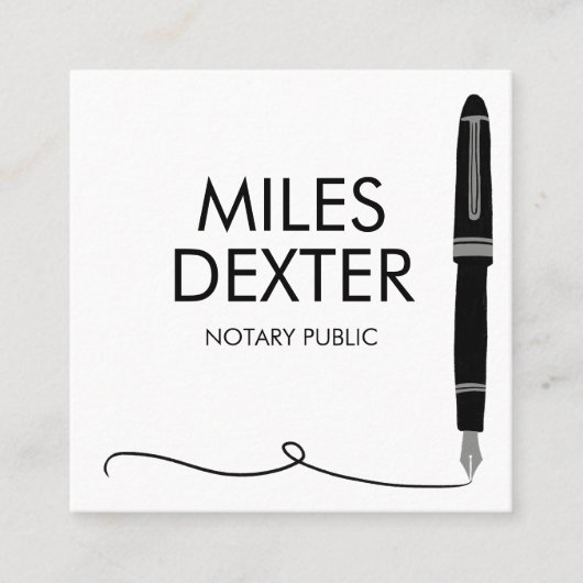 Bevestiging Pen Handtekening Notaris Public Legal Vierkante Visitekaartje (Voorkant)