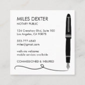 Bevestiging Pen Handtekening Notaris Public Legal Vierkante Visitekaartje (Achterkant)