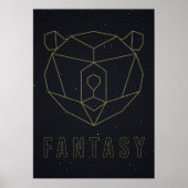 Bevestiging poster gele origami beer fantasie (Voorkant)