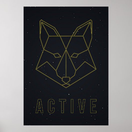 Bevestiging poster gele origamifox actief (Voorkant)