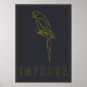 Bevestiging poster van een gele origamiparrot (Voorkant)