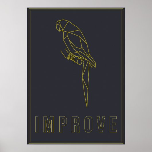 Bevestiging poster van een gele origamiparrot (Voorkant)