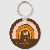 BEVESTIGING QUOTE REGENBOOG BOHO KLEUR BRUIN ROND SLEUTELHANGER (Voorkant)