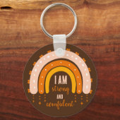 BEVESTIGING QUOTE REGENBOOG BOHO KLEUR BRUIN ROND SLEUTELHANGER (Voorkant)