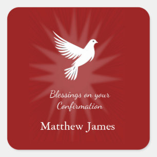 Bevestiging Religieus Rode Duif Stralen Ontwerp Vierkante Sticker