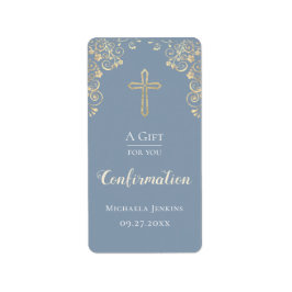 Bevestiging robuust blauw goudhandje etiket