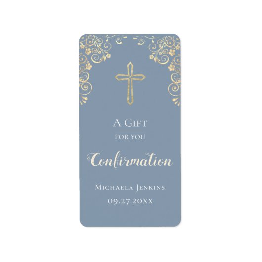 Bevestiging robuust blauw goudhandje etiket (Voorkant)