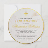 Bevestiging Ronde Faux Gold Folie Marmeren Script Kaart (Voorkant)