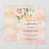 Bevestiging roos florale eucalyptusuitnodiging (Voorkant / Achterkant)