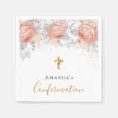 Bevestiging roos goud florale witte naam meisje servet (Voorkant)