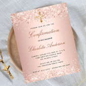 Bevestiging roos goud glitter budget uitnodiging flyer