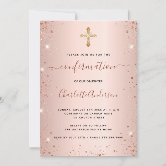 Bevestiging roos goud glitter stof meisje kaart (Voorkant)