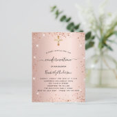 Bevestiging roos goudblush roze uitnodiging briefkaart (Staand voorkant)