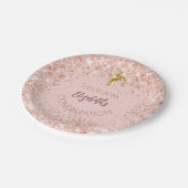 Bevestiging roos gouden confetti meisjesnaam papieren bordje (Gekanteld)