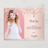 Bevestiging roos gouden foto boog dank u kaart (Voorkant)