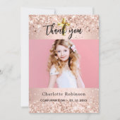 Bevestiging roos gouden foto meisje Dank je kaart (Voorkant)