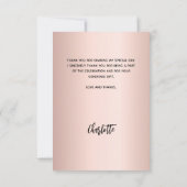 Bevestiging roos gouden fotomeisje bedankkaart (Achterkant)