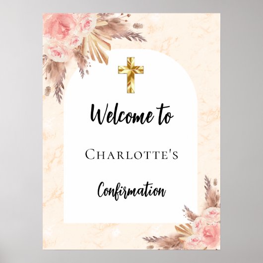 Bevestiging roos gouden perzikboog welkom poster (Voorkant)