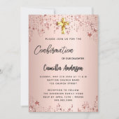 Bevestiging roos gouden sterren meisjesscript kaart (Voorkant)