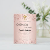 Bevestiging roos gouden sterren meisjesscript uitnodiging briefkaart (Staand voorkant)