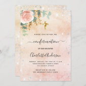 Bevestiging roos goudflorale eucalyptus kaart (Voorkant / Achterkant)