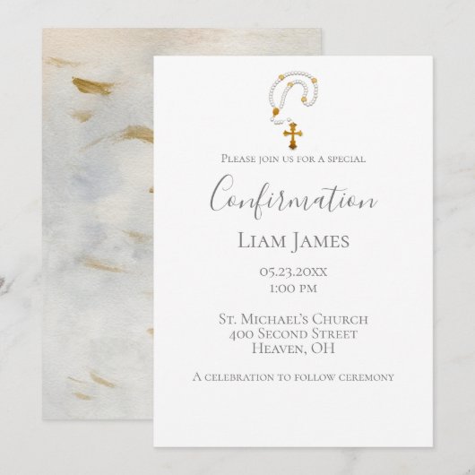 Bevestiging Rosary Simple Religious Event Kaart (Voorkant / Achterkant)