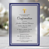 Bevestiging Royal Blue White Minimalist Boy Acryl Uitnodigingen