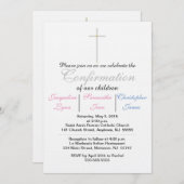 Bevestiging Roze Blauwe Triplets Uitnodiging (Voorkant / Achterkant)