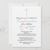 Bevestiging roze blauwe tweelingen kaart (Voorkant)