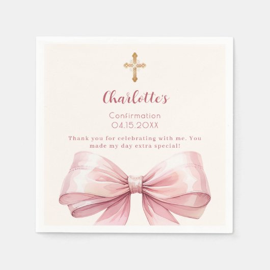 Bevestiging roze boogcrème cross girl servet (Voorkant)