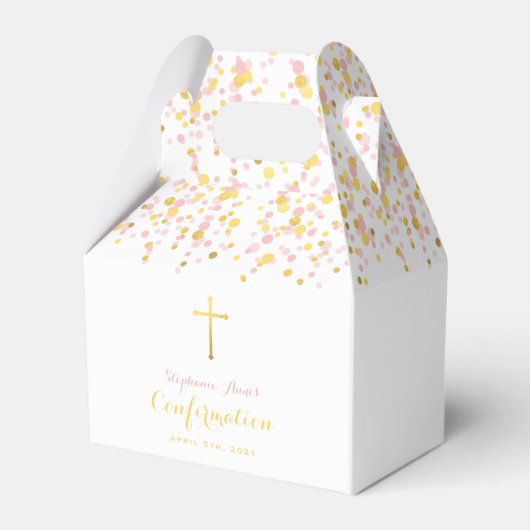 Bevestiging Roze en Gouden Confetti Favor Box Bedankdoosjes (Voorkant Zijde)