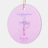 Bevestiging roze floraal kruis keramisch ornament (Links)