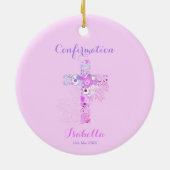 Bevestiging roze floraal kruis keramisch ornament (Achterkant)