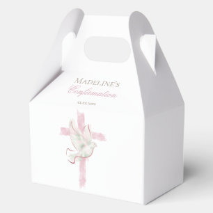 Bevestiging roze kruis bedankdoosjes