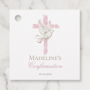 Bevestiging roze kruis bedankjes labels