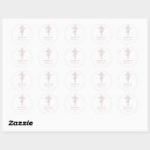 Bevestiging roze kruis ronde sticker (Vel)